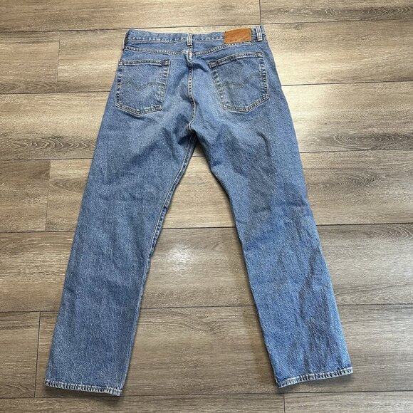 Levi's 501 -93 Straight Button Fly Blue Jeans Distressed Size W33 L30 - Picture 2 of 8